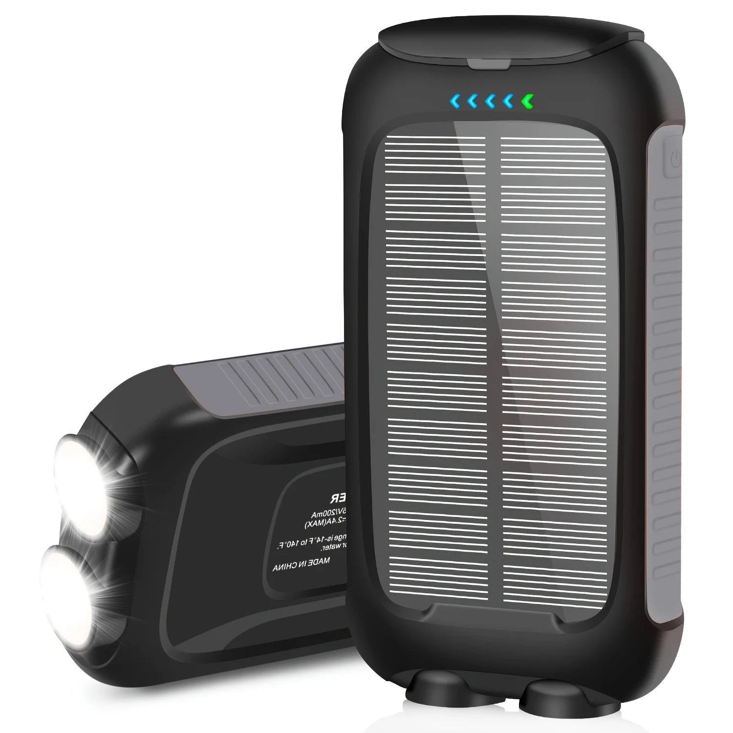 Solar Power Bank Rechargeable with 10000mAh LED Light