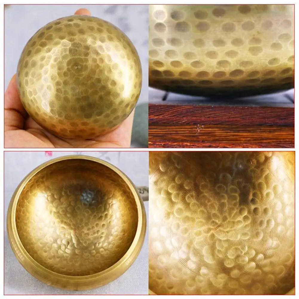 Tibetan Singing Bowls Meditation Sound Bowl  And Wooden Mallet Hand-Sewn Cushion Bowl Set F