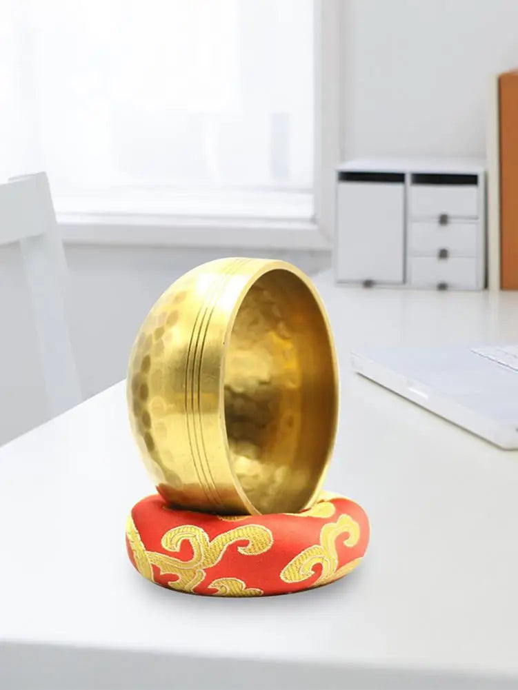 Tibetan Singing Bowls Meditation Sound Bowl  And Wooden Mallet Hand-Sewn Cushion Bowl Set F
