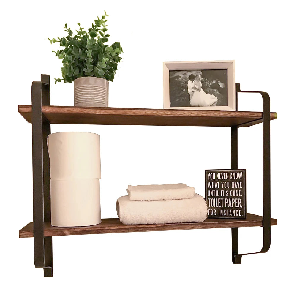 Rustic Industrial Pipe Wall Floating Shelf
