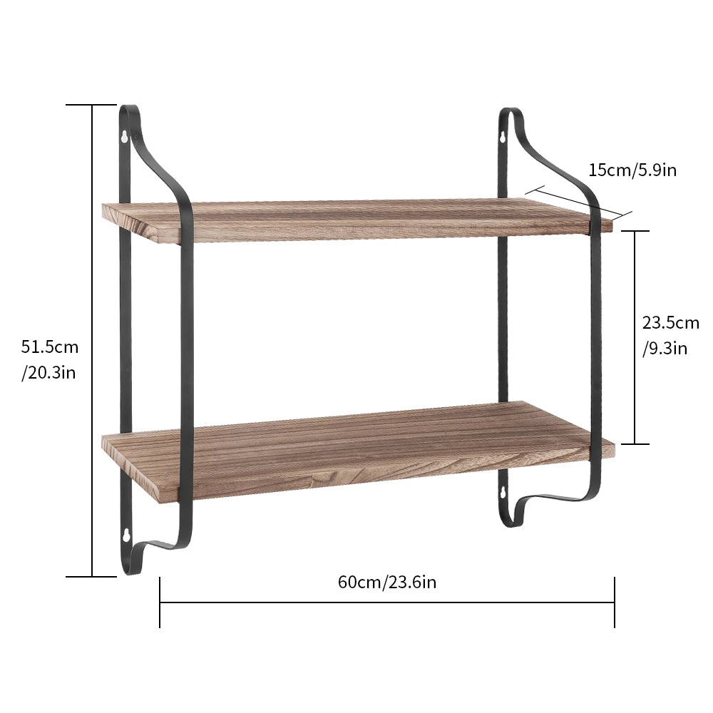 Rustic Industrial Pipe Wall Floating Shelf