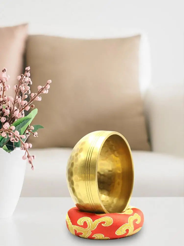 Tibetan Singing Bowls Meditation Sound Bowl  And Wooden Mallet Hand-Sewn Cushion Bowl Set F