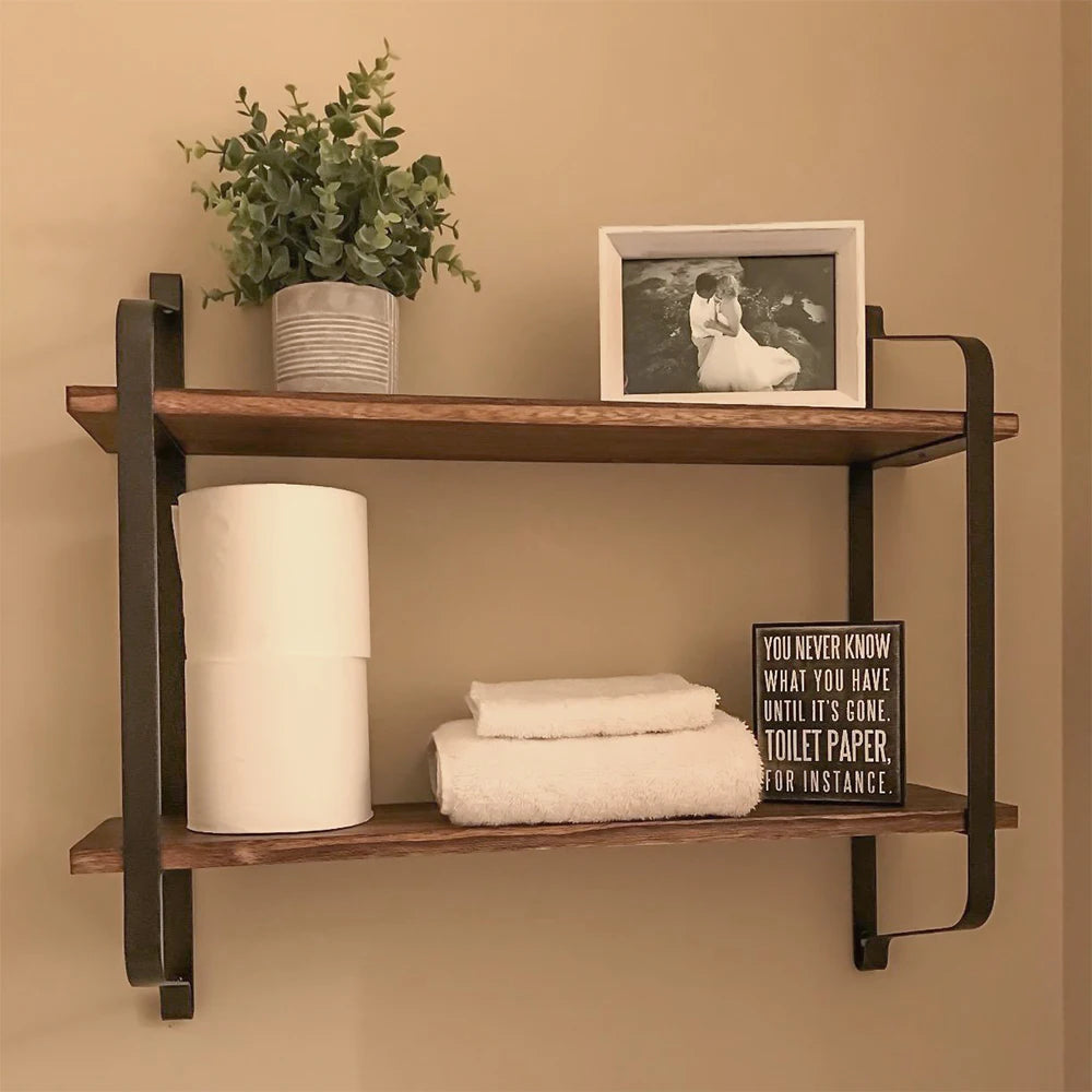 Rustic Industrial Pipe Wall Floating Shelf