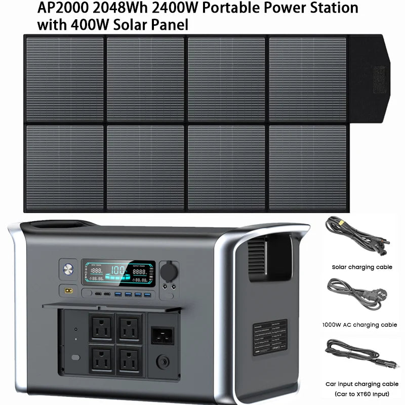 Portable Power Station With Foldable Solar Panel