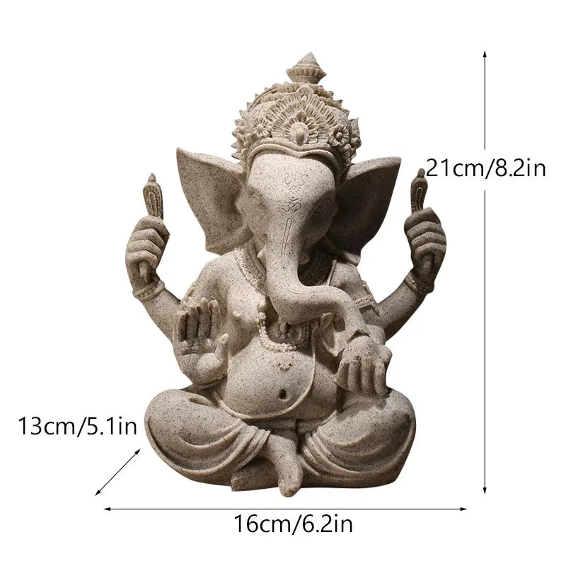 Ganesha Elephant God Statue in Sandstone or Resin (White). Perfect for meditation and home decor.