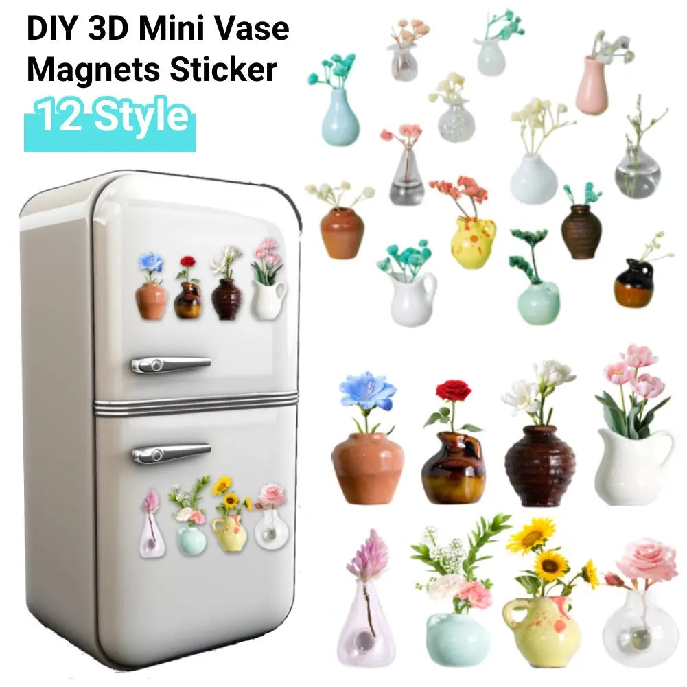 Mini Ceramics Flower Vase Magnets