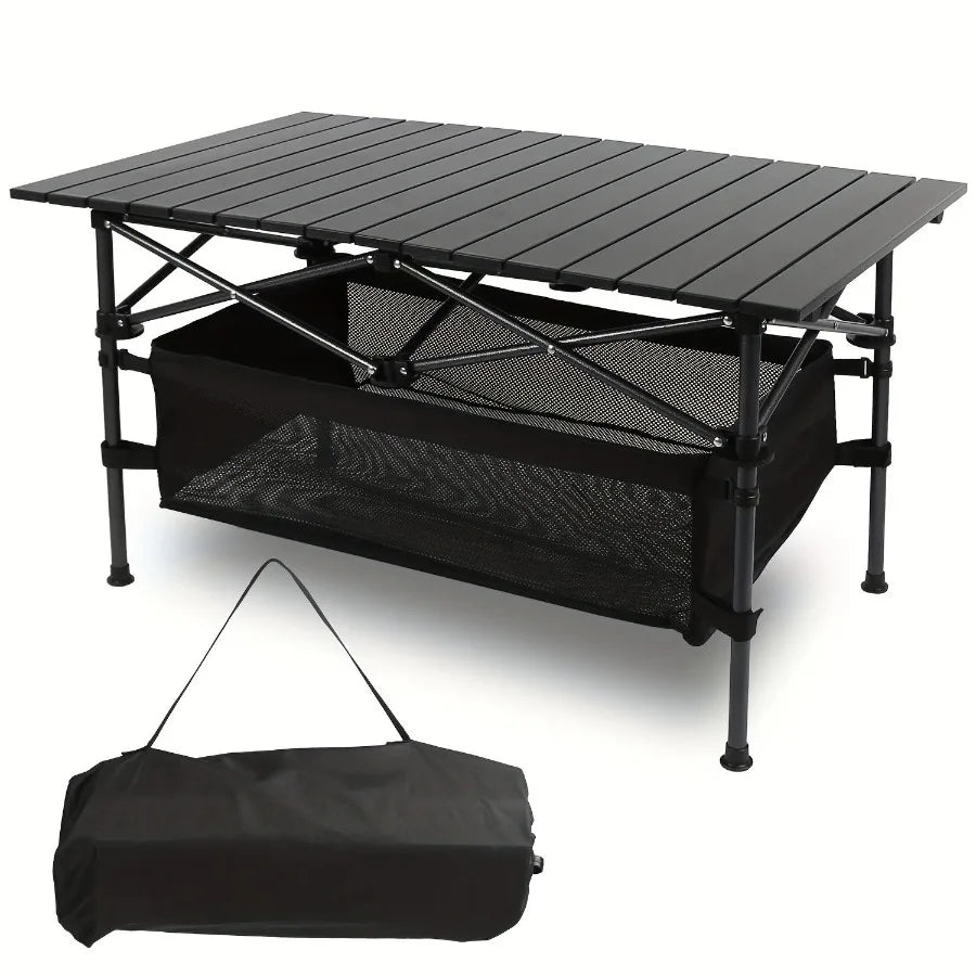 Folding Camping Table Rollup Ultra Compact Outdoor  with Large Storage and Carry Bag fo