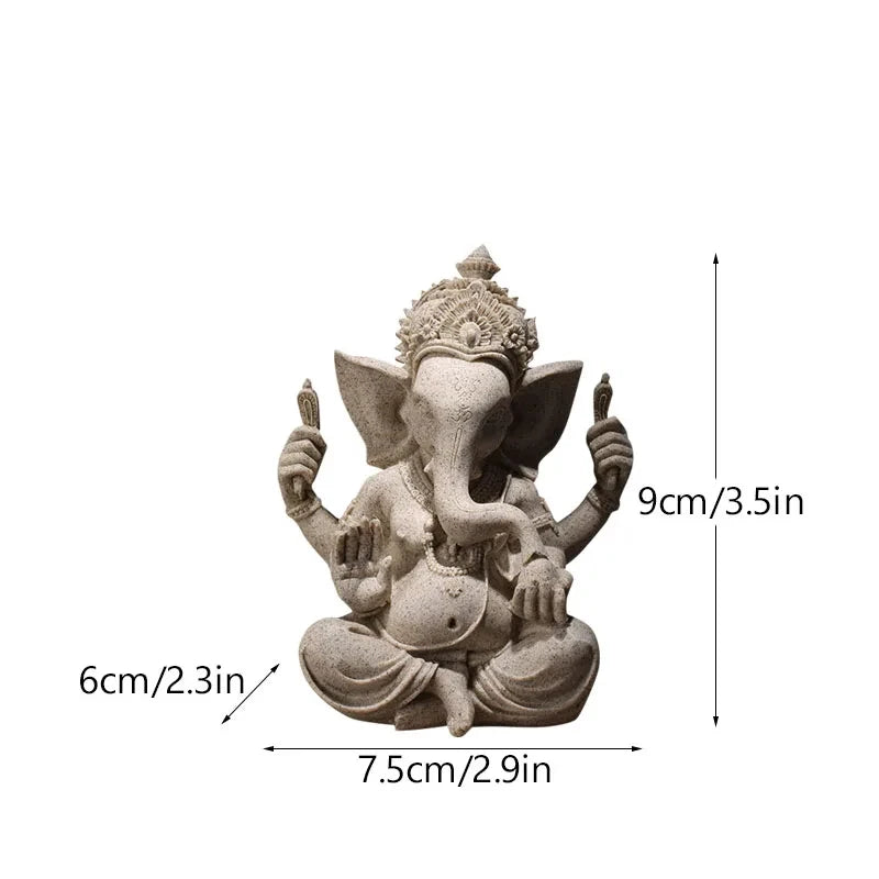 Ganesha Elephant God Statue in Sandstone or Resin (White). Perfect for meditation and home decor.