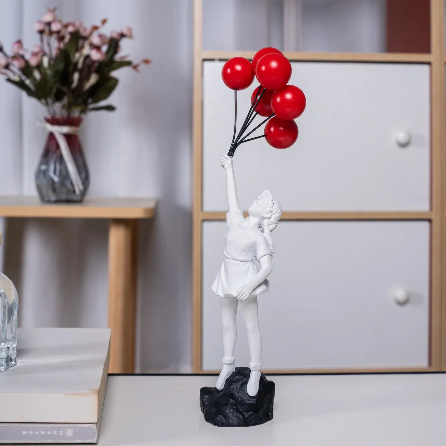 Flying Balloon Girl Figurine