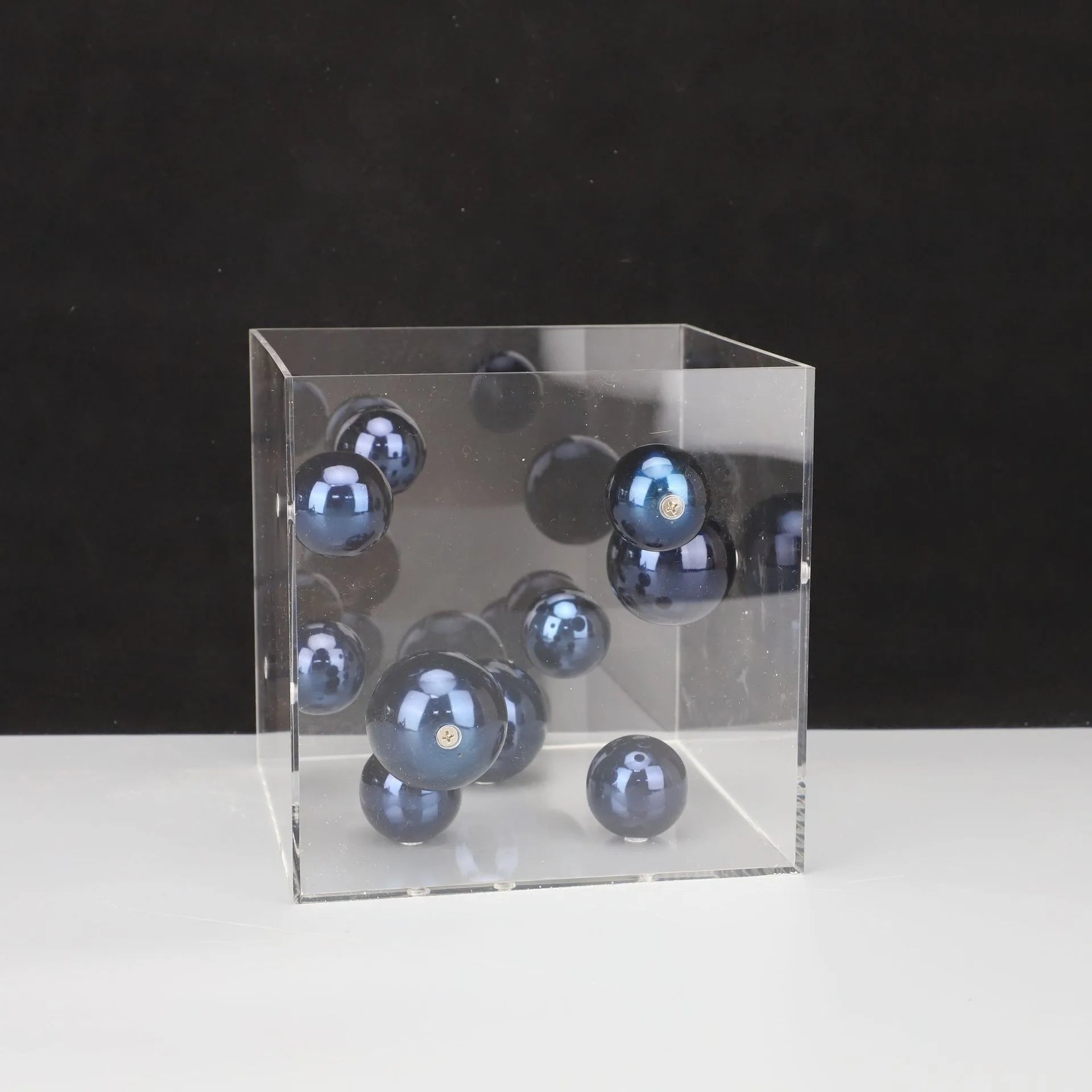 Decorative Acrylic Cube with Colored Spheres
