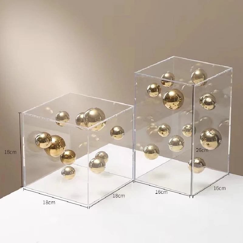 Decorative Acrylic Cube with Colored Spheres