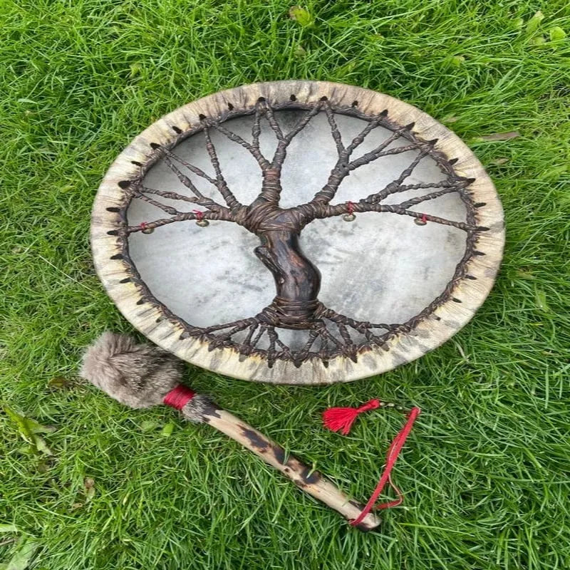 Shaman Drums 'Tree of life' Spirit Music Siberian Autumn Fountain Drum Wall Hanging Decoration Handmade Craft Wood Ornament