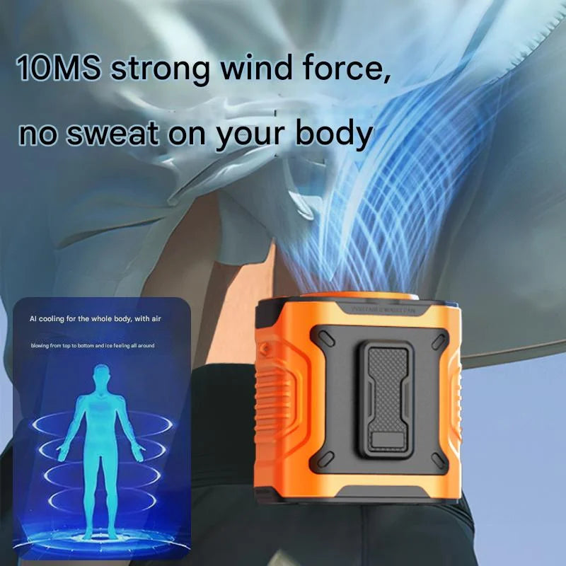 Portable Mini Waist Clip Fan, Rechargeable, for Hiking, Fishing, Camping, Strong Cooling