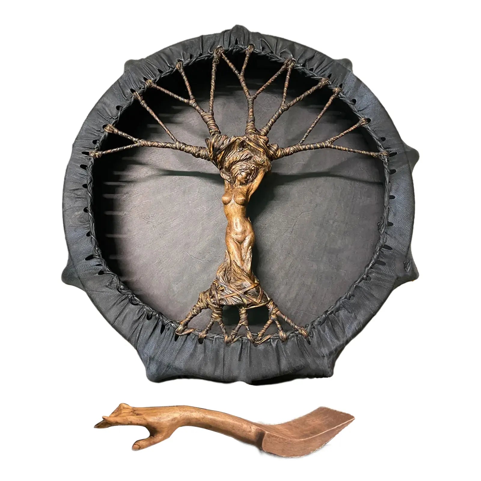 Handmade Shaman Drum Tree-of-Life Siberian Drum With Drum Stick Sound Healing Adult Drum Reflection And Meditation Home Decor