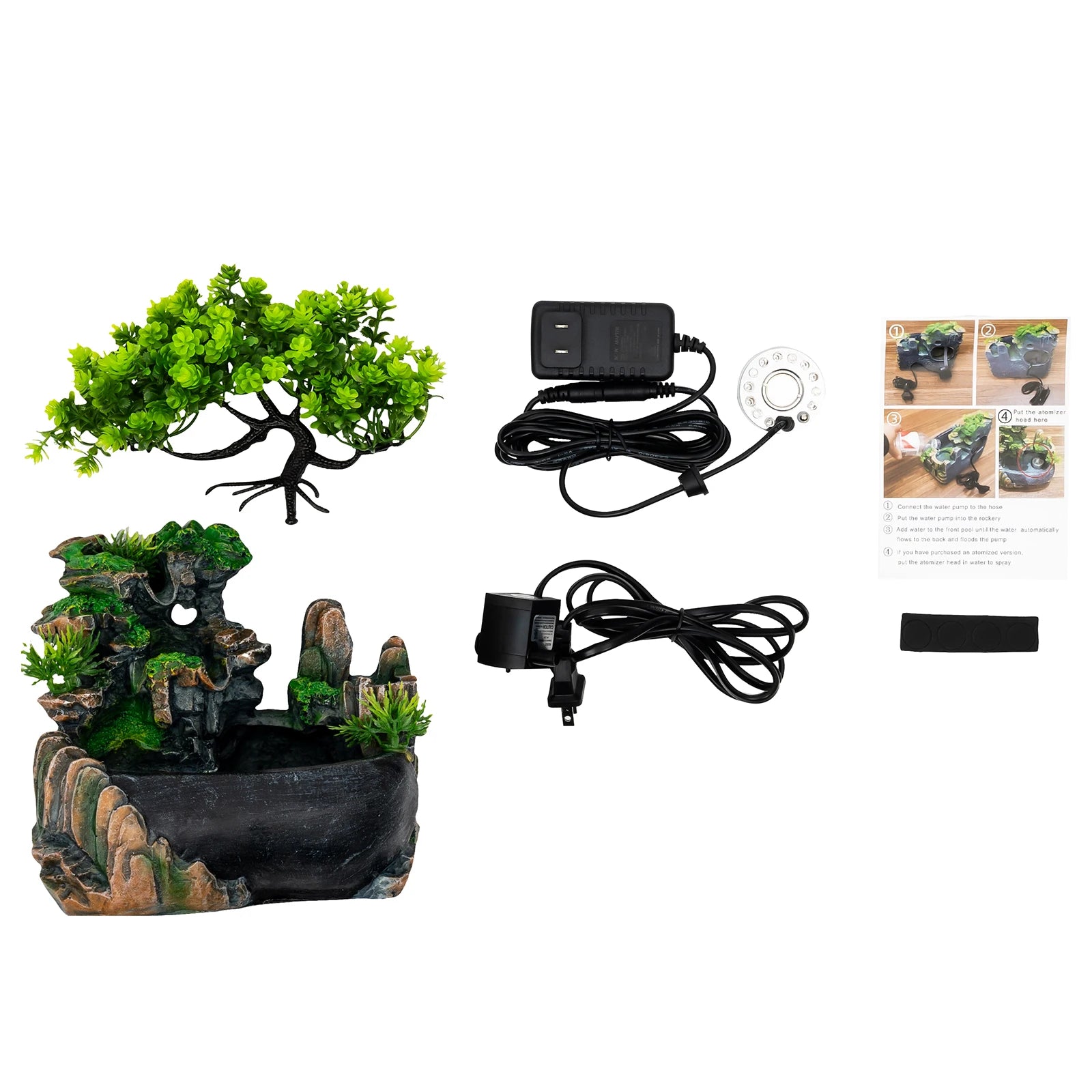 Indoor Waterfall Fountain with LED Lights & Atomizer