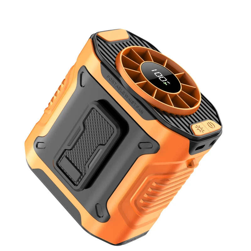 Portable Mini Waist Clip Fan, Rechargeable, for Hiking, Fishing, Camping, Strong Cooling