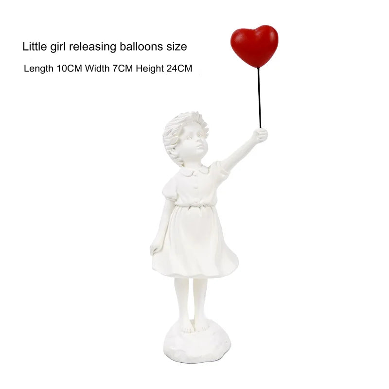 Flying Balloon Girl Figurine