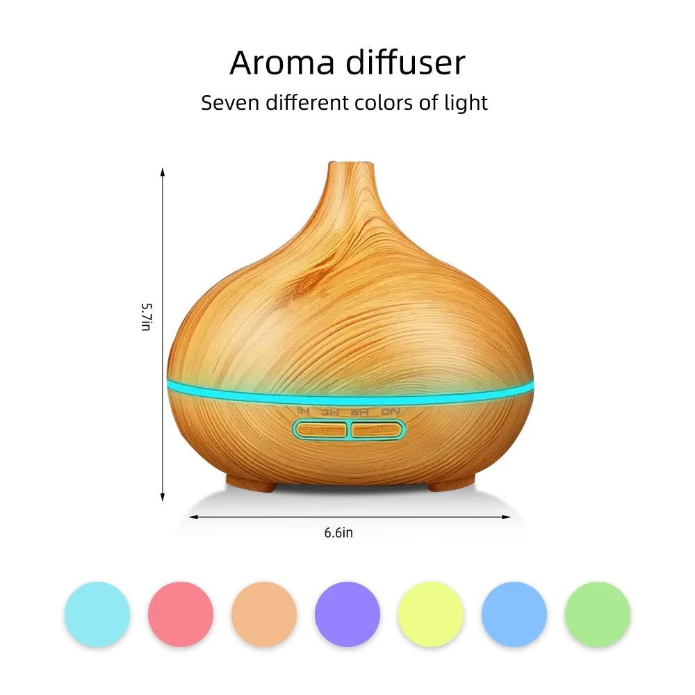 Wood Grain Aroma Diffuser with Remote Control & Timer  with 6 Oil Set