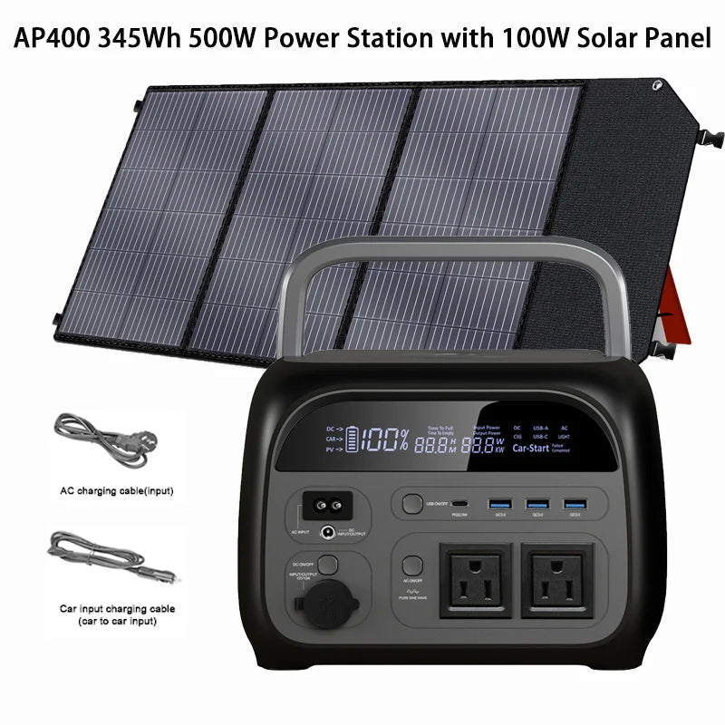 Portable Power Station With Foldable Solar Panel