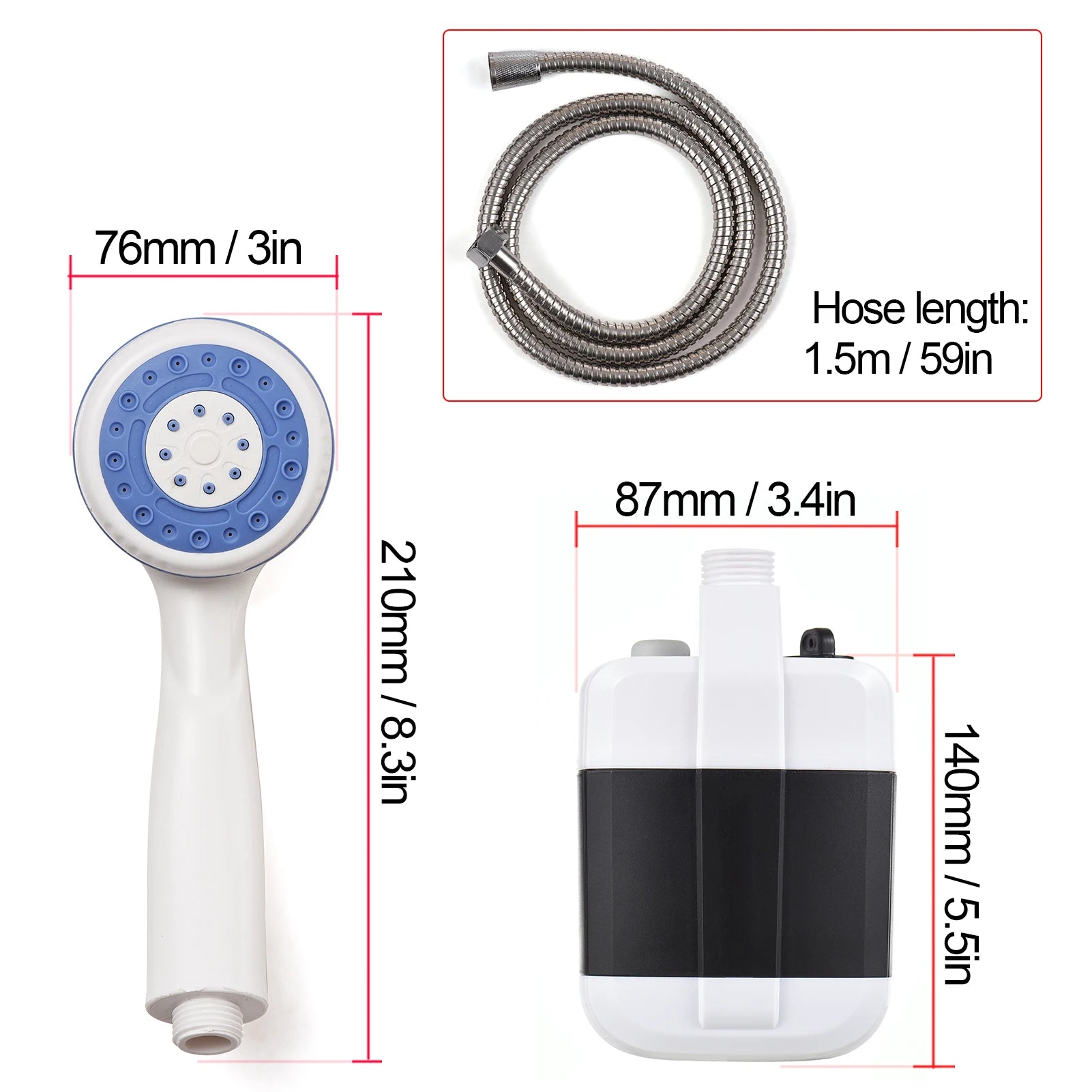 Portable Camping Shower with USB Rechargeable Pump