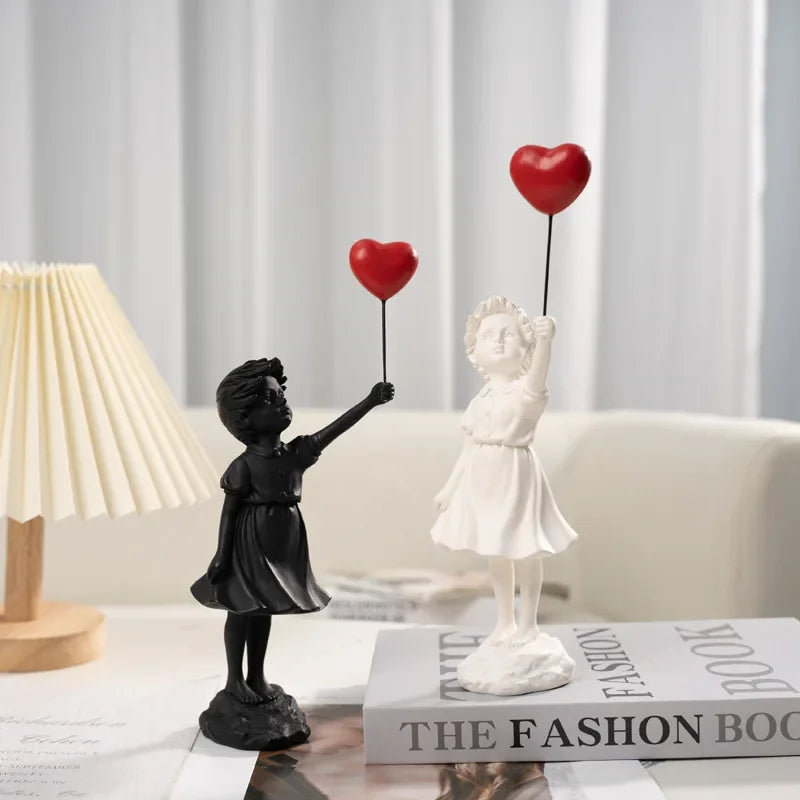 Flying Balloon Girl Figurine