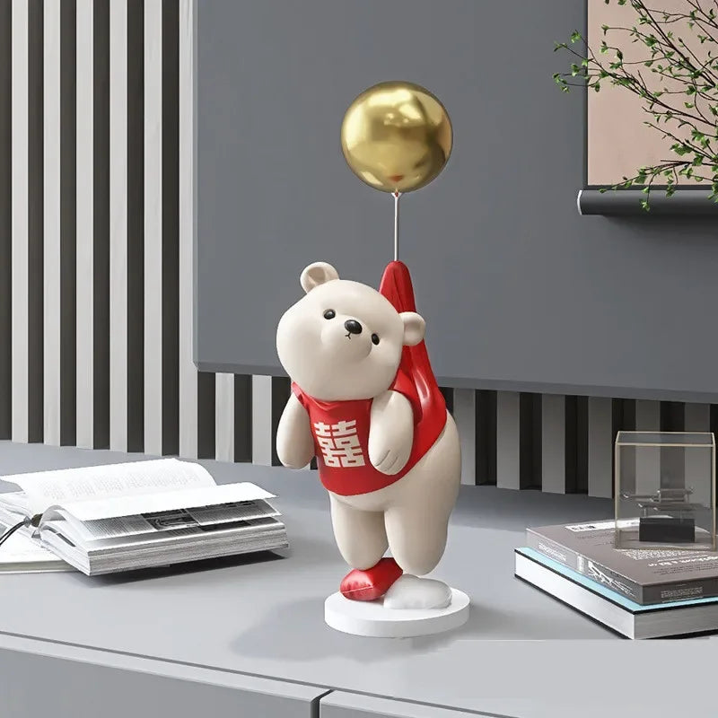 Balloon Polar Bear Resin Home Decor Figurines