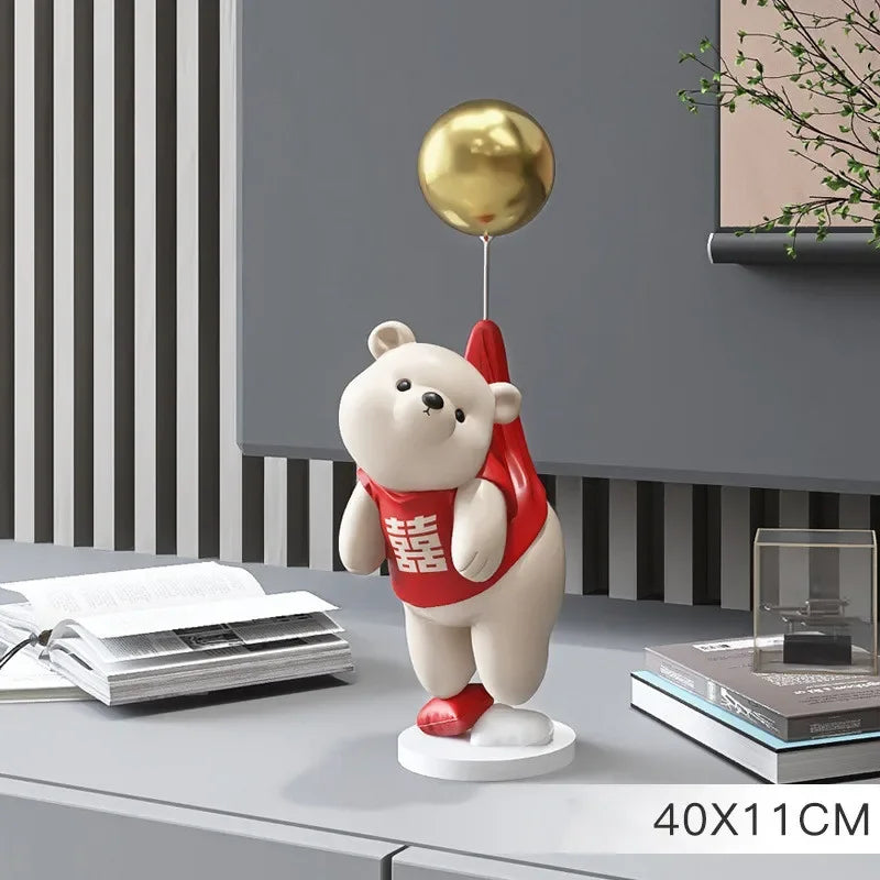 Balloon Polar Bear Resin Home Decor Figurines