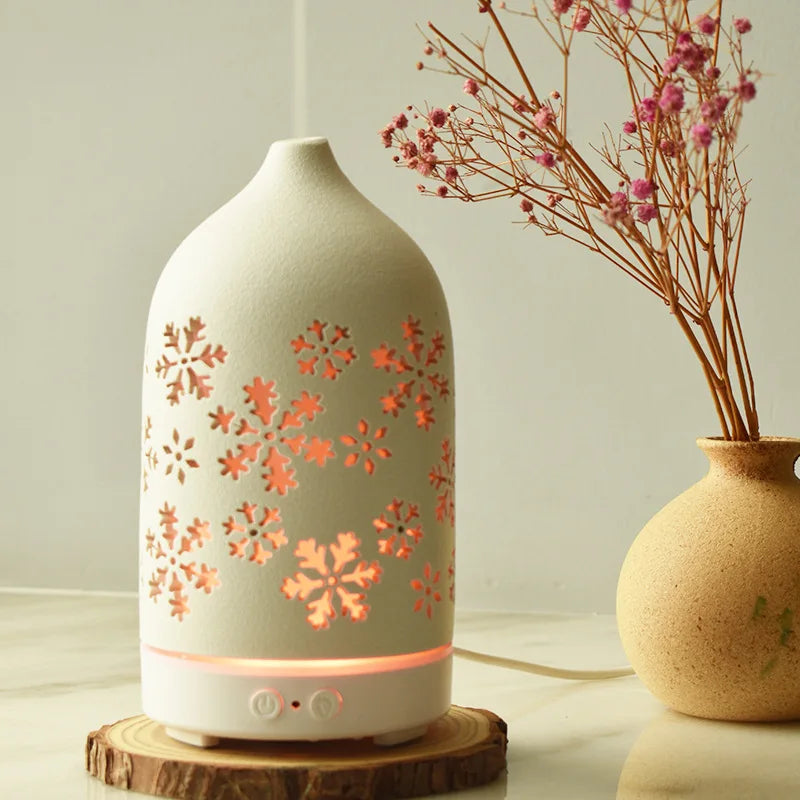 Ceramic Essential Oil Diffuser with multi-color Ambient Light