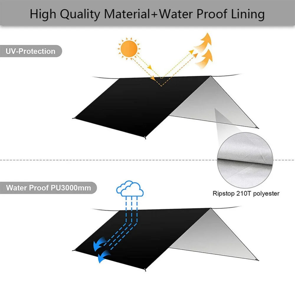 3Mx3M Camping Waterproof Tarp Shade with UV Coating