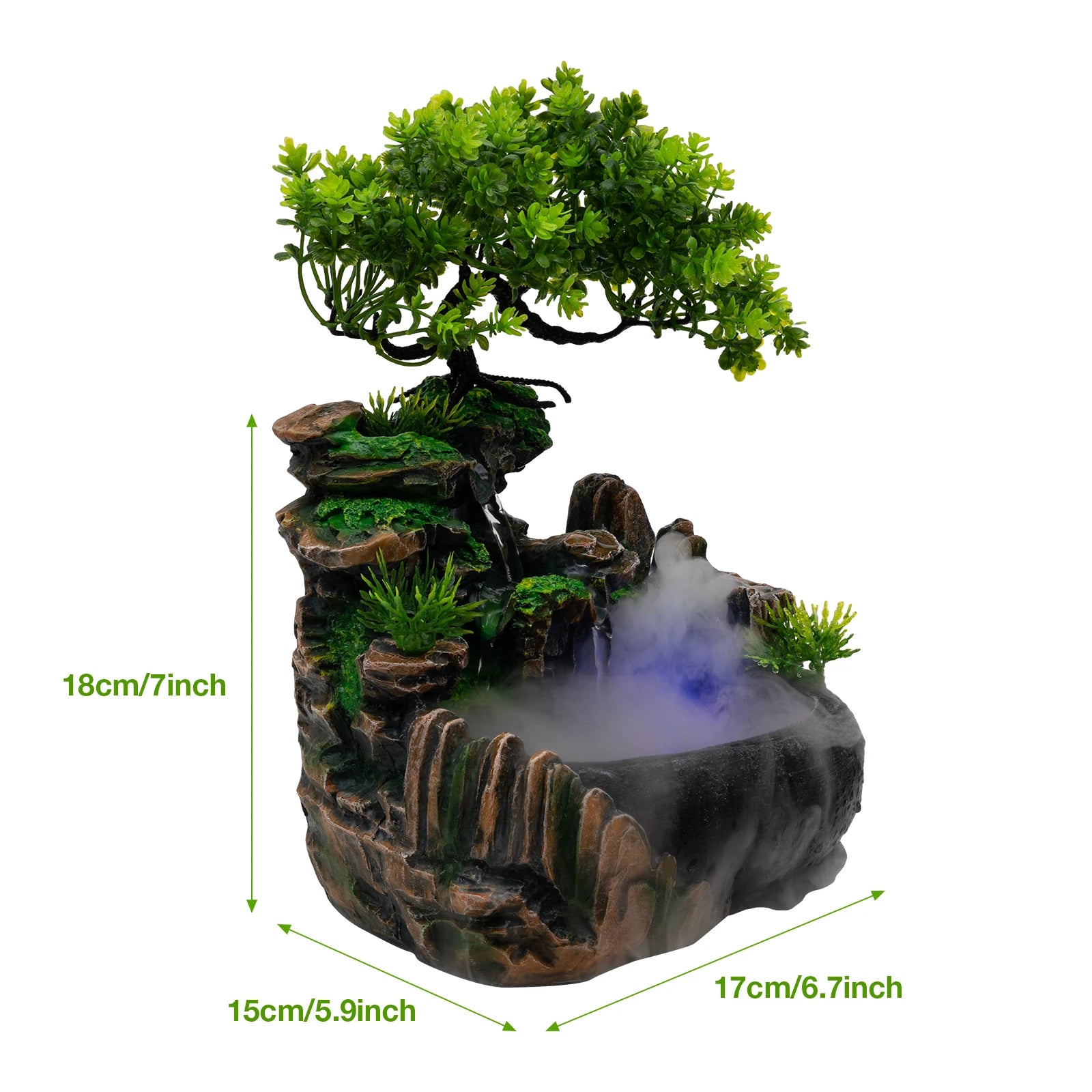 Indoor Waterfall Fountain with LED Lights & Atomizer