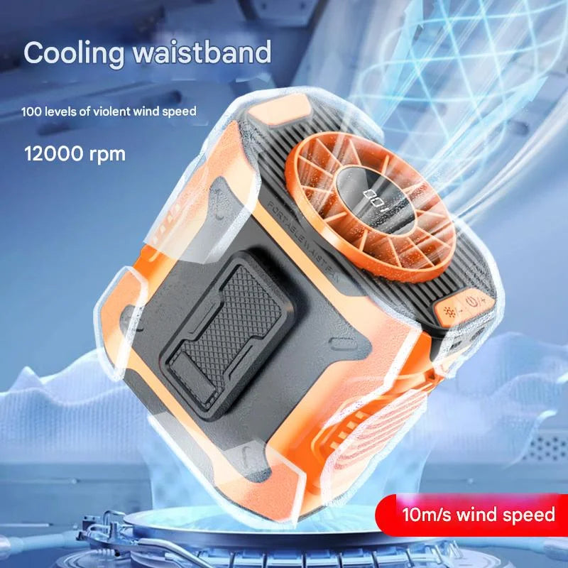 Portable Mini Waist Clip Fan, Rechargeable, for Hiking, Fishing, Camping, Strong Cooling