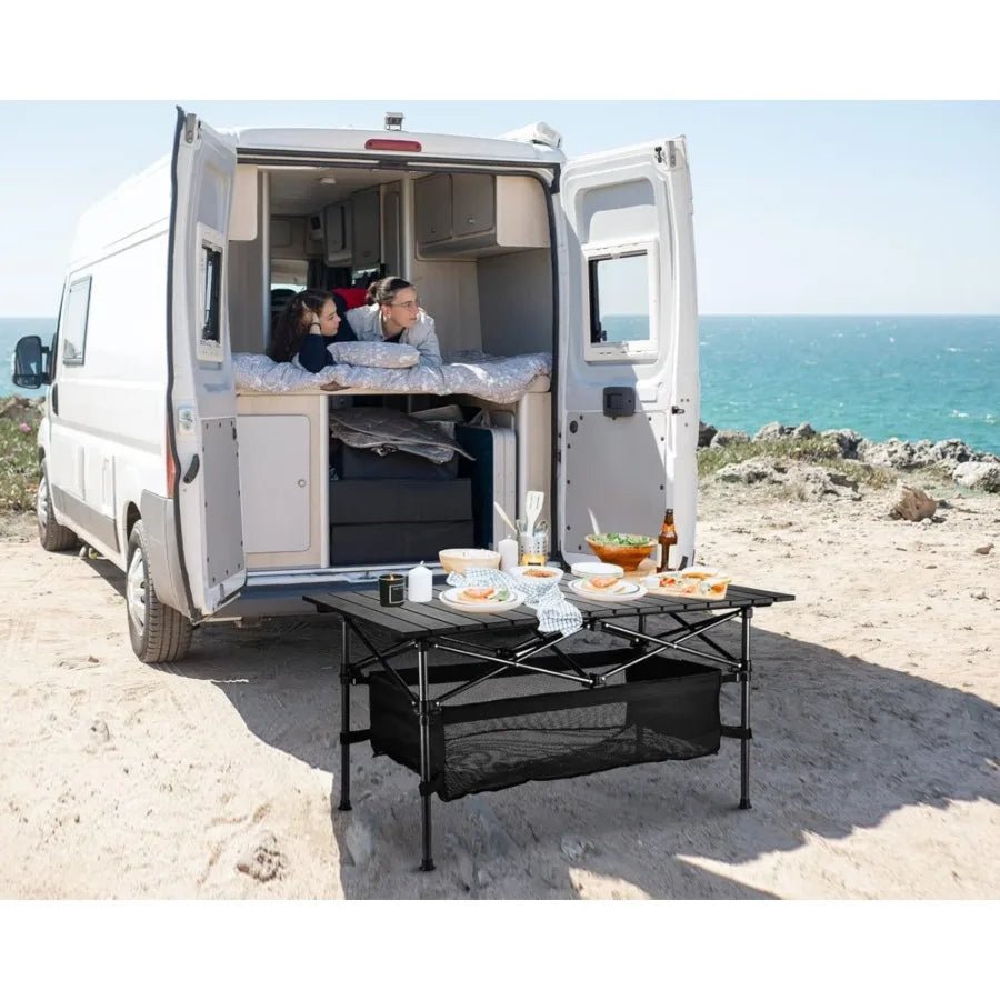 Folding Camping Table Rollup Ultra Compact Outdoor  with Large Storage and Carry Bag fo