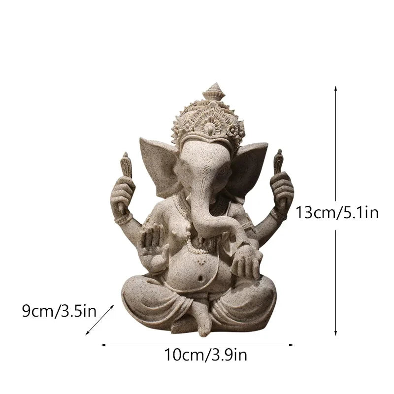 Ganesha Elephant God Statue in Sandstone or Resin (White). Perfect for meditation and home decor.