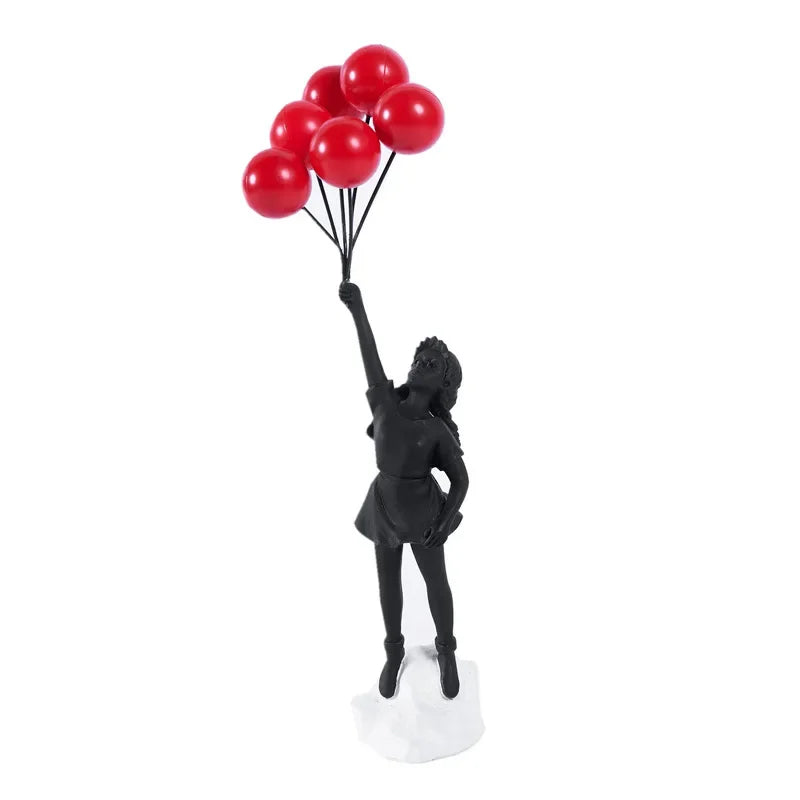 Flying Balloon Girl Figurine