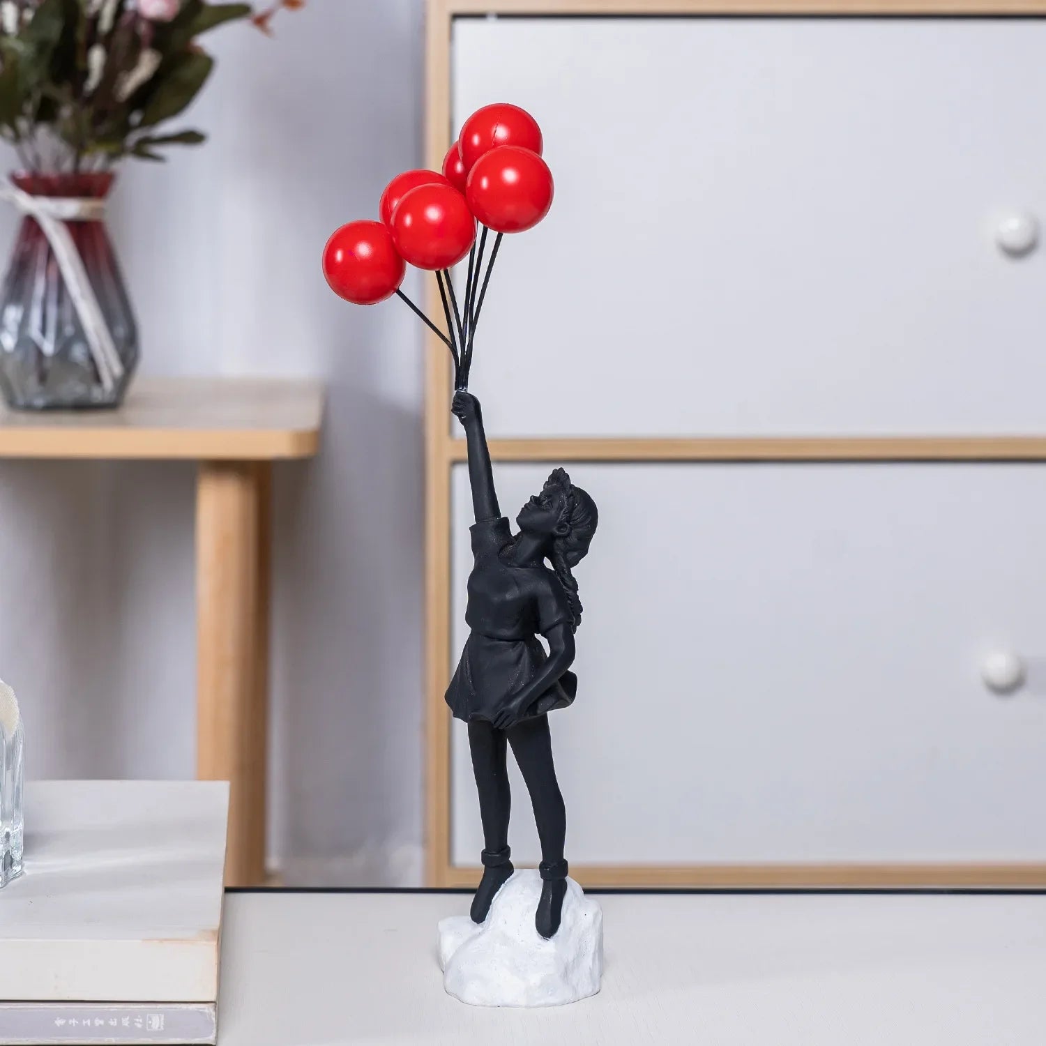 Flying Balloon Girl Figurine