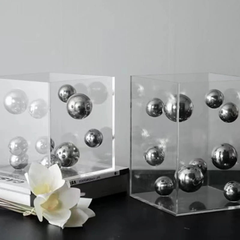 Decorative Acrylic Cube with Colored Spheres