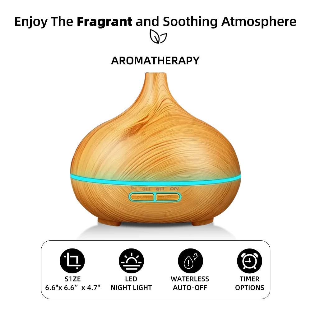 Wood Grain Aroma Diffuser with Remote Control & Timer  with 6 Oil Set