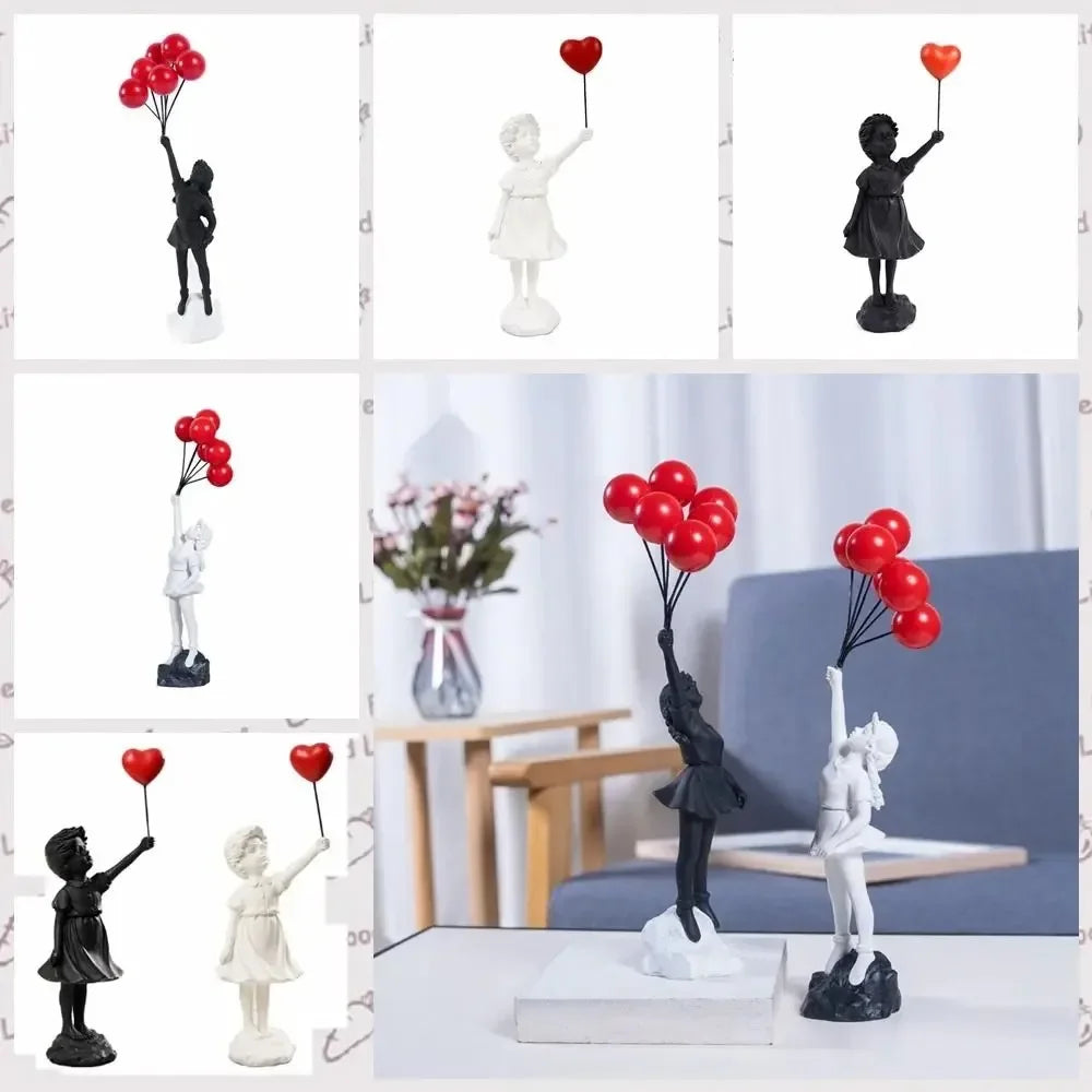 Flying Balloon Girl Figurine