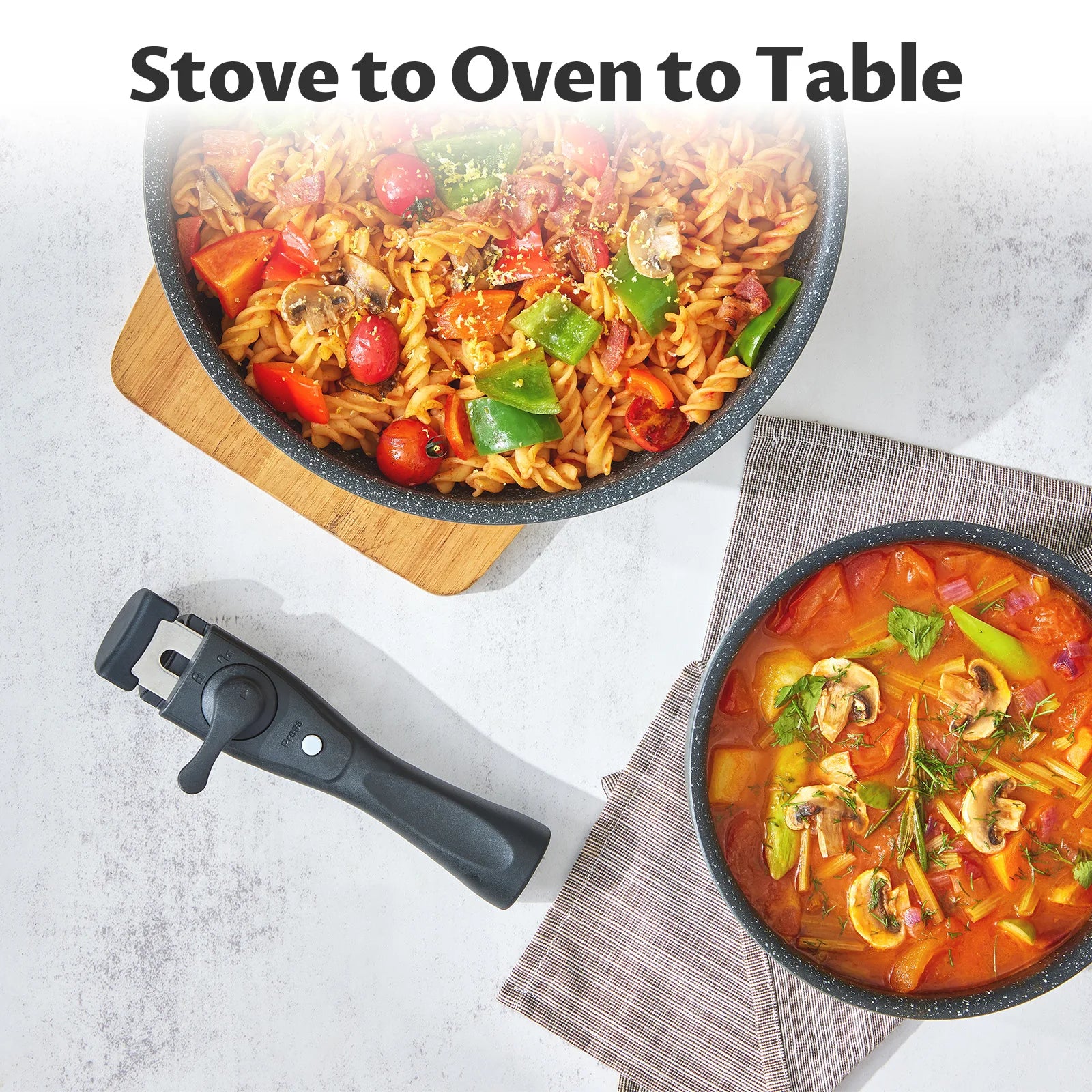 Induction Cookware Set 13 Pieces, Nonstick Pots and Pans Set with Removable Handles, Stackable Design for RV