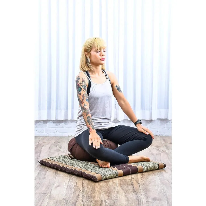 Meditation Set: Zafu Cushion  sitting mat of 28 x 28 inches (WxDxH) and a zen cushion of 14 x 14 x 8