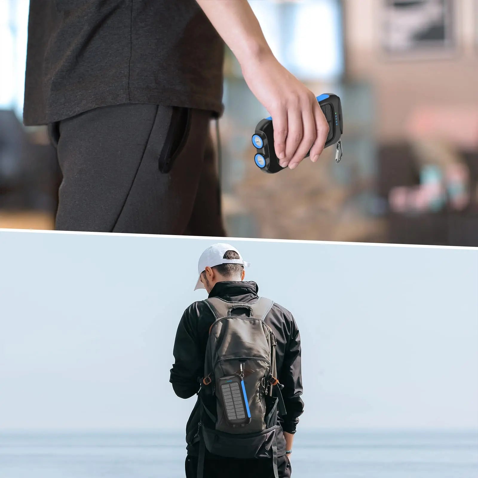 Solar Power Bank Rechargeable with 10000mAh LED Light