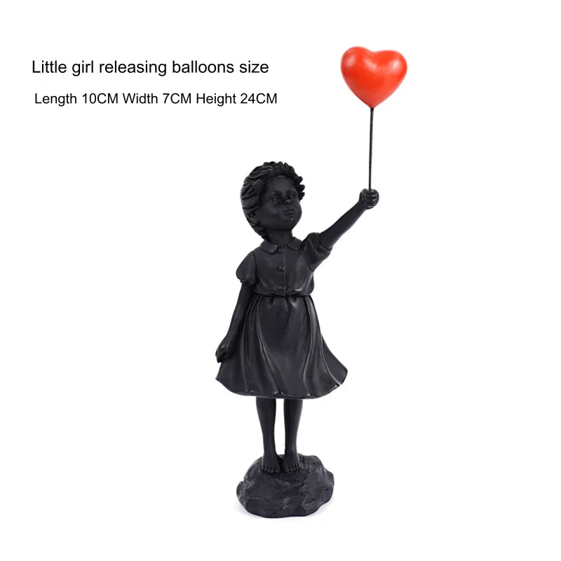 Flying Balloon Girl Figurine