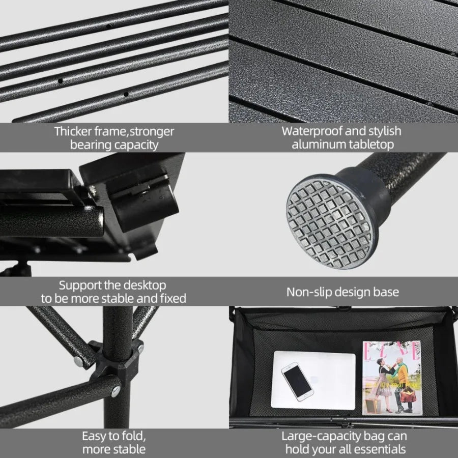 Folding Camping Table Rollup Ultra Compact Outdoor  with Large Storage and Carry Bag fo