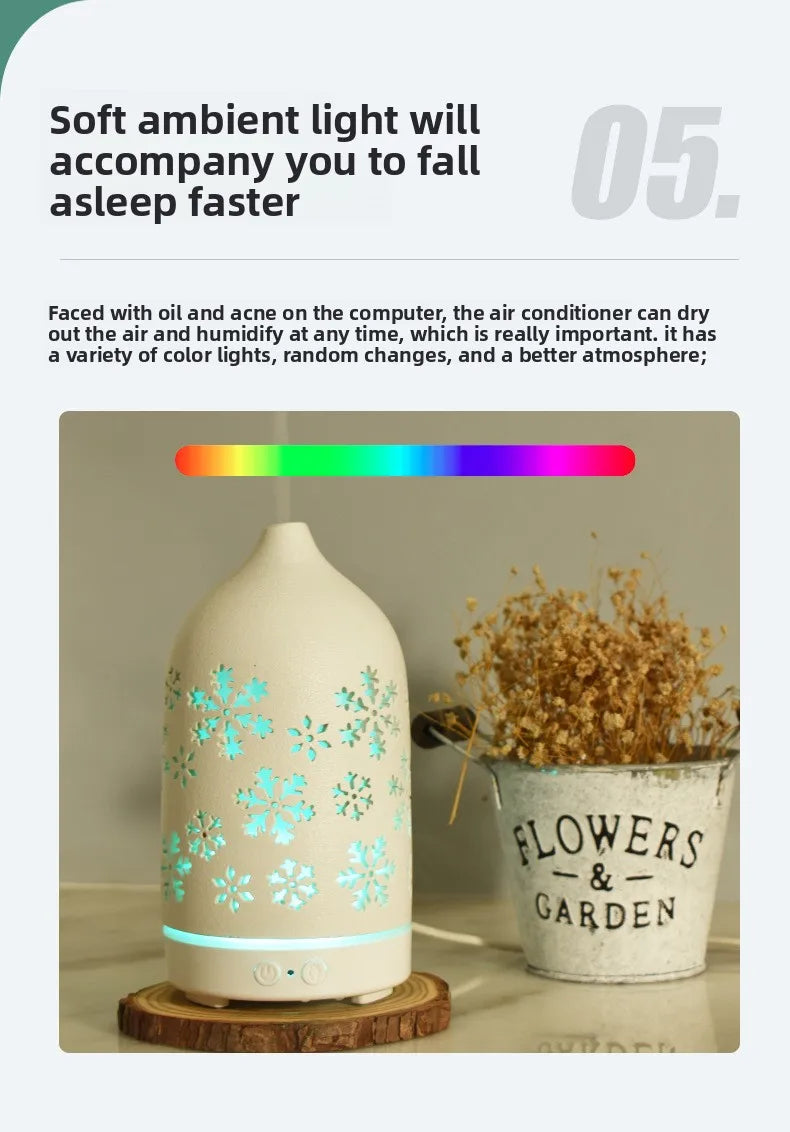 Ceramic Essential Oil Diffuser with multi-color Ambient Light