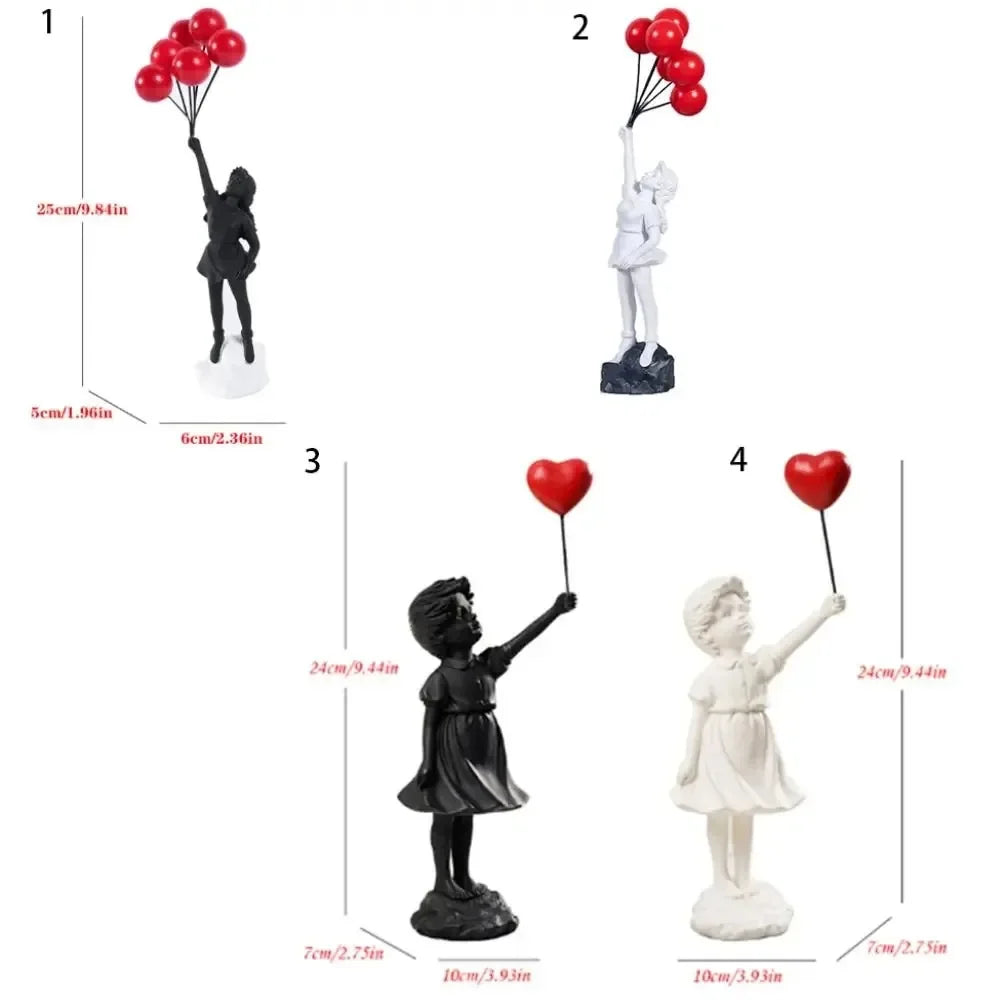 Flying Balloon Girl Figurine