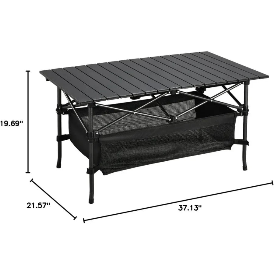 Folding Camping Table Rollup Ultra Compact Outdoor  with Large Storage and Carry Bag fo